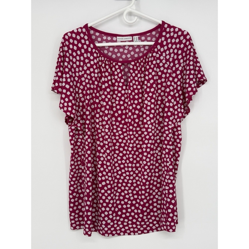 Susan Graver Women's Pink Short Sleeve Top 1X